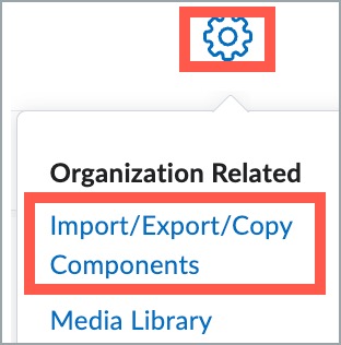 Click on Settings then import/export/copy componenes